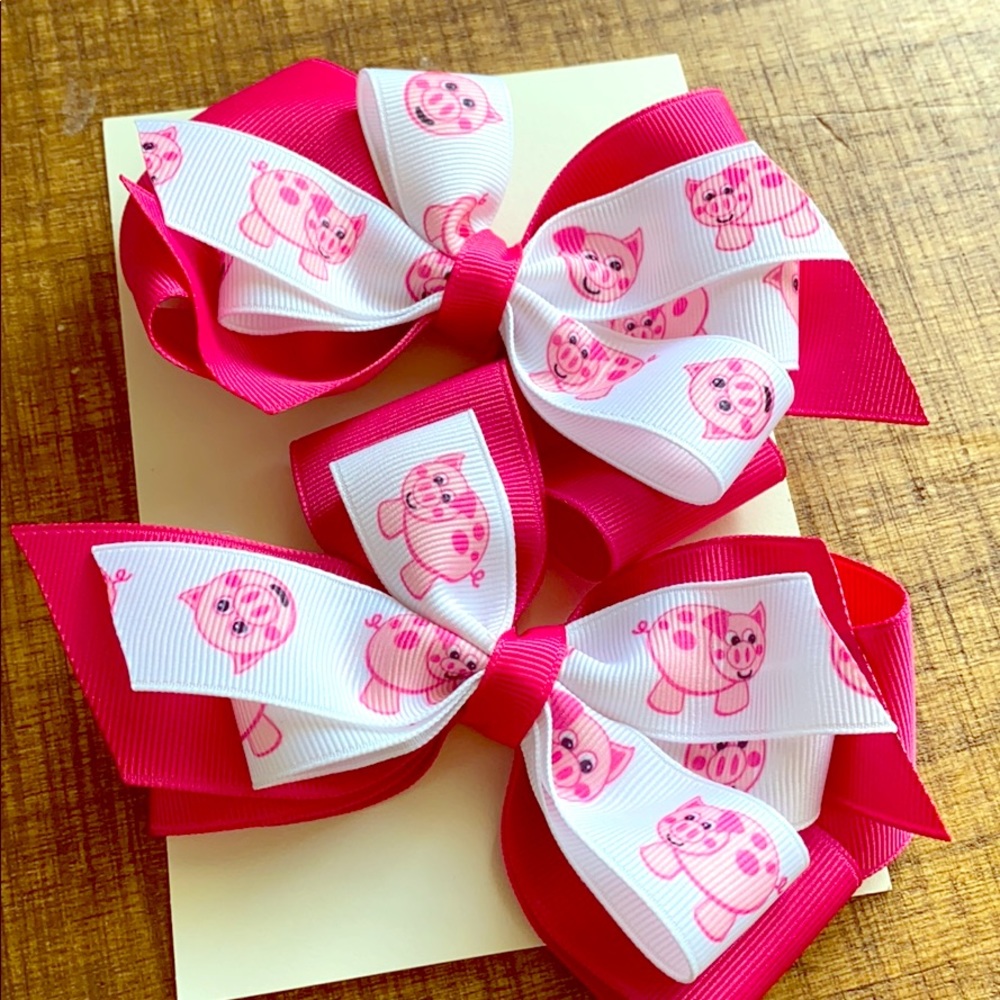 Two piece girls hair bow set on Ali clips
